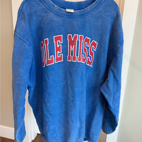 Chicka-D Sweaters - Women's Blue Ole Miss Crew Neck Sweater